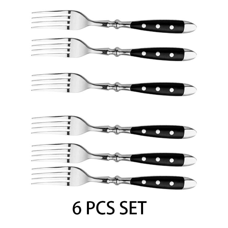 Vielseitiges Steakmesser Set: Scharfe Edelstahlklingen, schwarzer Griff, 4-12 Stück