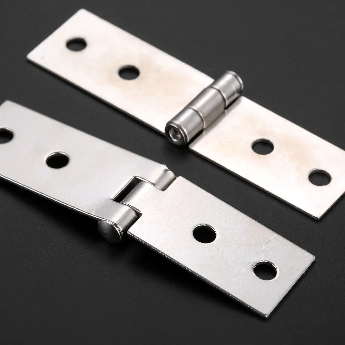 2er Set Möbel-Scharniere 74x20mm Zinklegierung für Holzkisten - Schränke