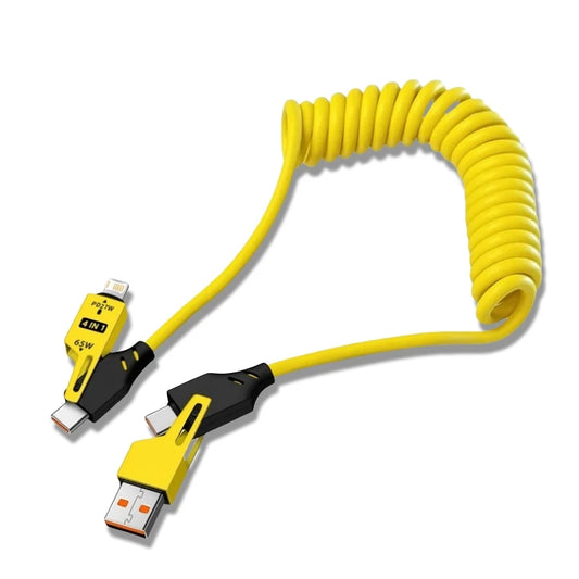 4-in-1 65W USB-C Schnellladekabel mit Teleskopfunktion für Mobilgeräte