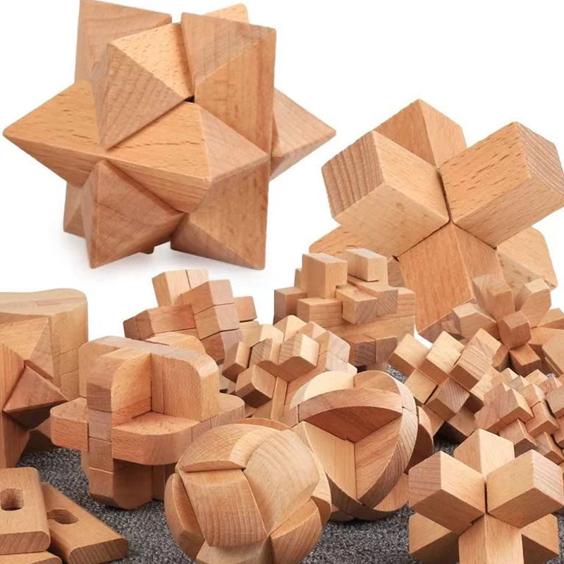 6-teiliges Holz Rätselwürfel Set für IQ Herausforderung