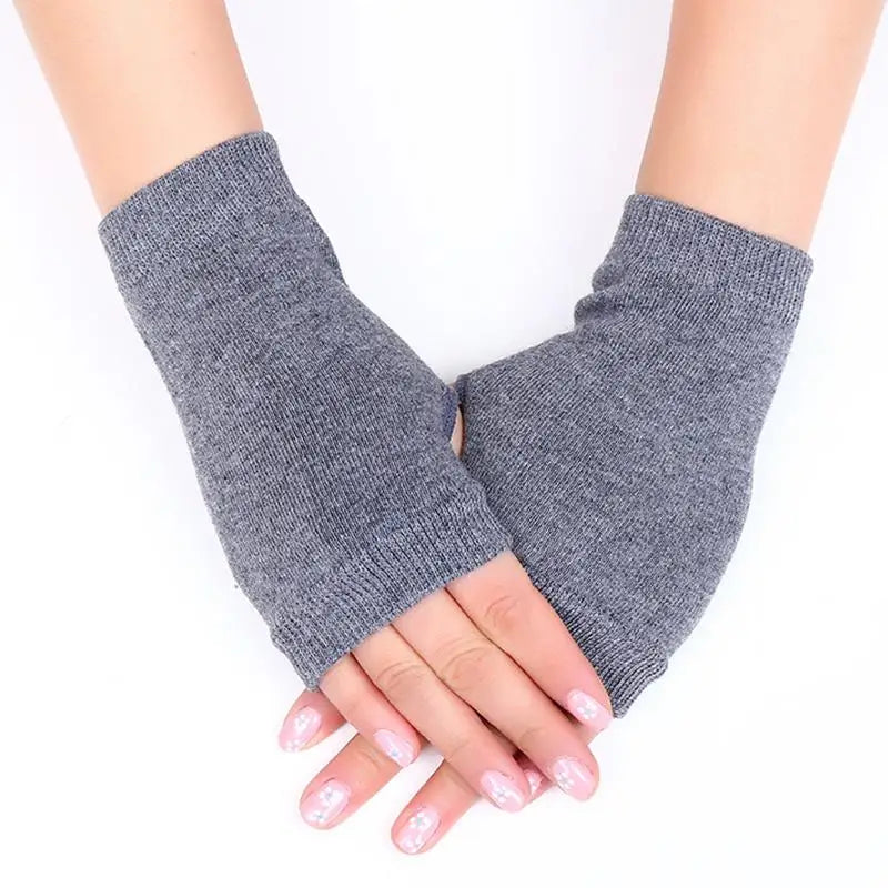 Lange Fingerlose Strickhandschuhe mit Stern Damen 30cm Armstulpen Freizeit