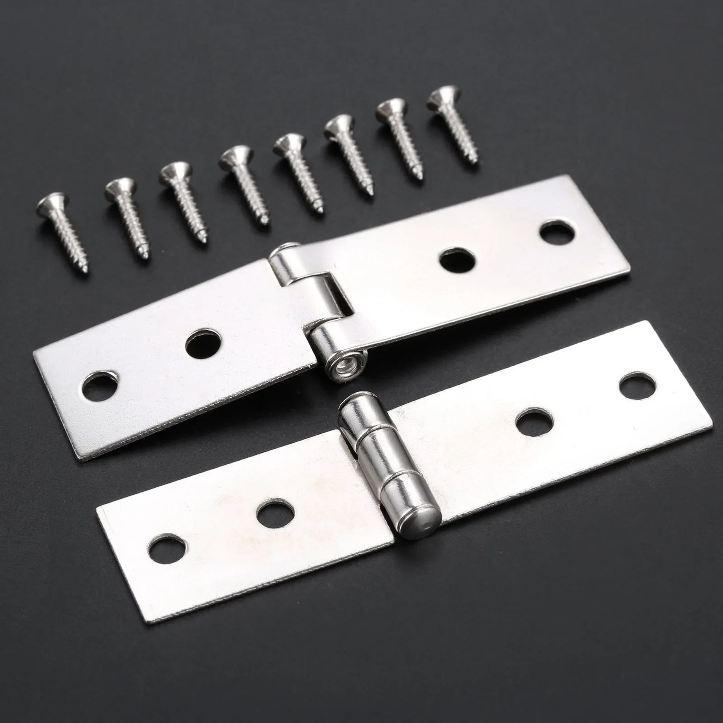 2er Set Möbel-Scharniere 74x20mm Zinklegierung für Holzkisten - Schränke