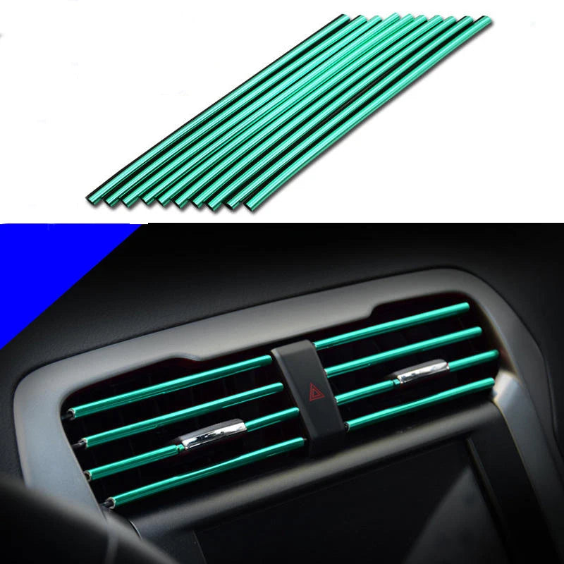 10 Stück 20 cm Auto Lüftungsschlitz Zierstreifen U-Form PVC Chrom Look