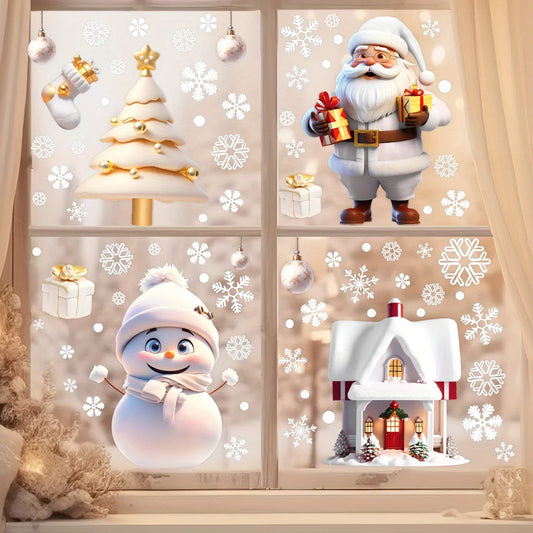 113 Statische Fensteraufkleber Weihnachtsschneeflocken für Partydeko