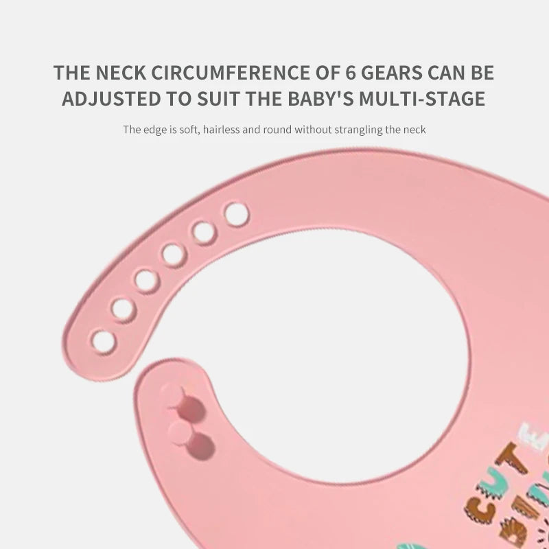 Wasserdichtes Baby Lätzchen aus Silikon mit Dinosaurier Motiv verstellbar