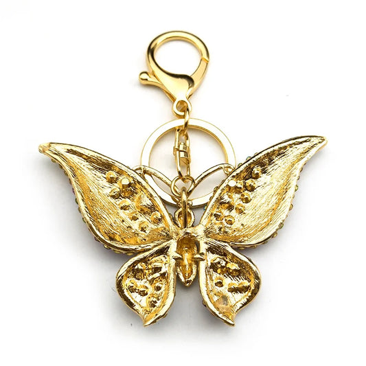 Bunter Schmetterling Schlüsselanhänger aus Metall mit Strasssteinen Gold Farbe-Yabubest - Home & More