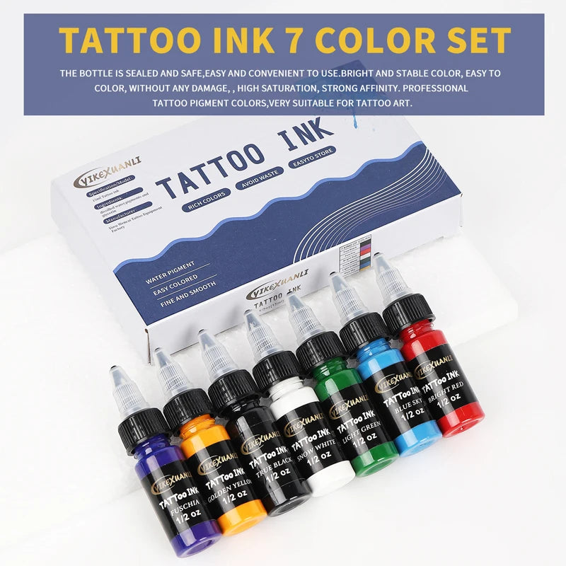 15 ml Set 7 Farben Tattoo Tinte Pigment für Body Art Make-Up