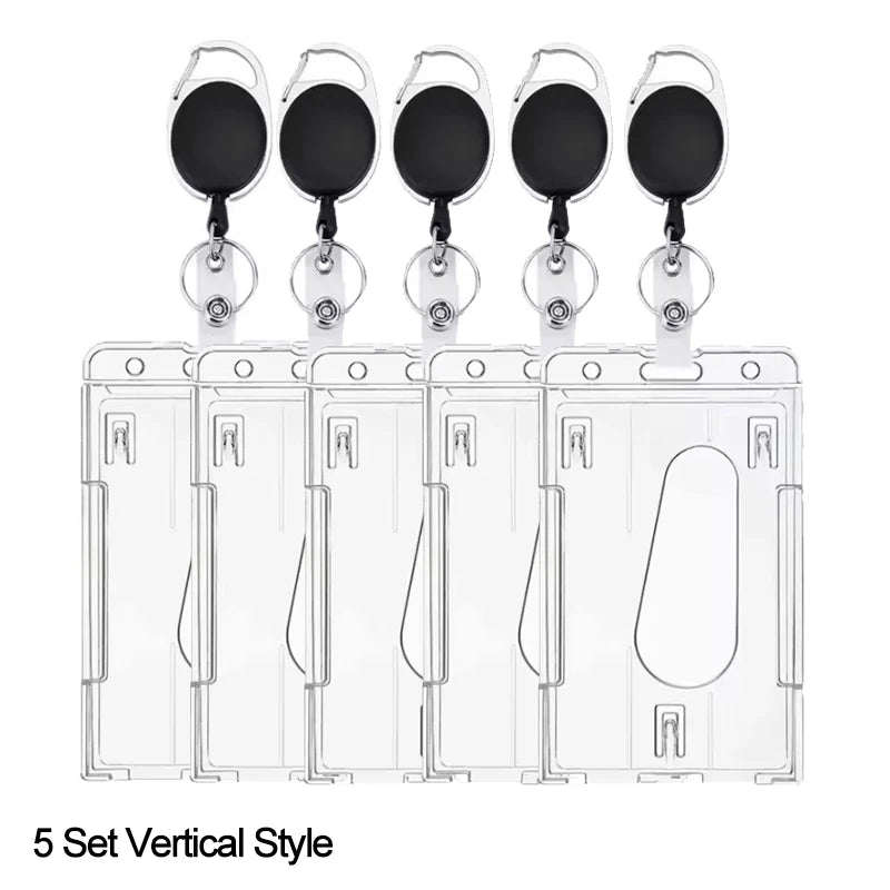 Transparenter Ausweishalter mit Doppelkarten-Slots und Rollclip