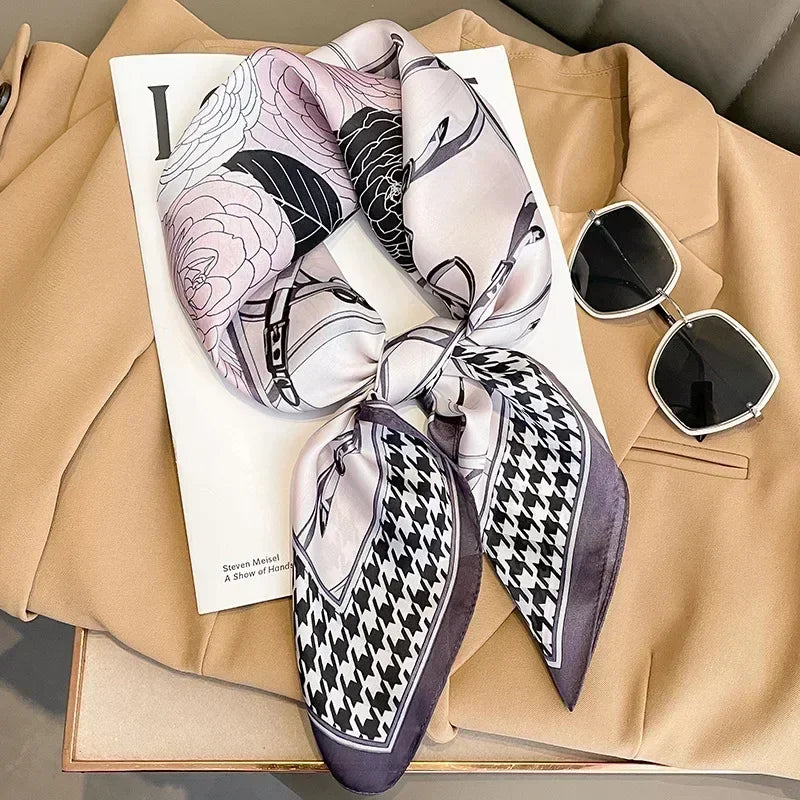 Luxus Seide Quadrat Schal Frauen Weich Satin Haarband Halstuch Büro Hijab