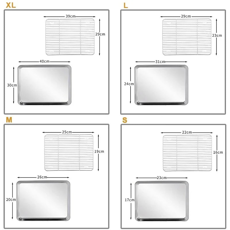 Rechteckiges Edelstahl Backform Set mit abnehmbarem Kühlregal
