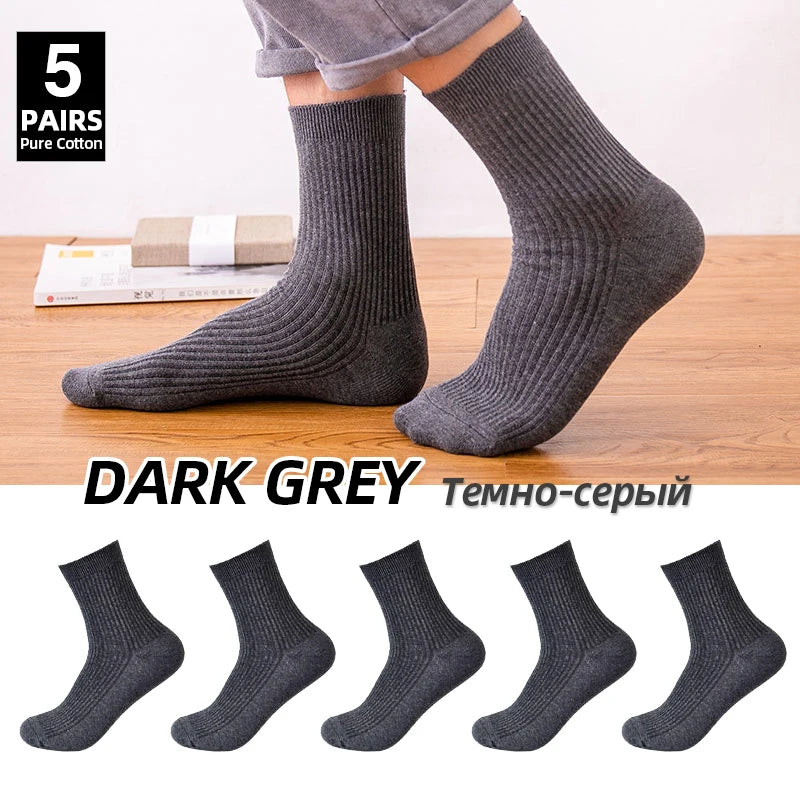 Atmungsaktive reine Baumwollsocken 5er Pack für Herren Business
