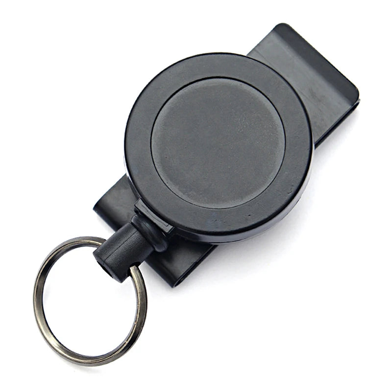 Robuster einziehbarer Schlüsselanhänger mit Multitool-Karabiner - 60cm Drahtseil