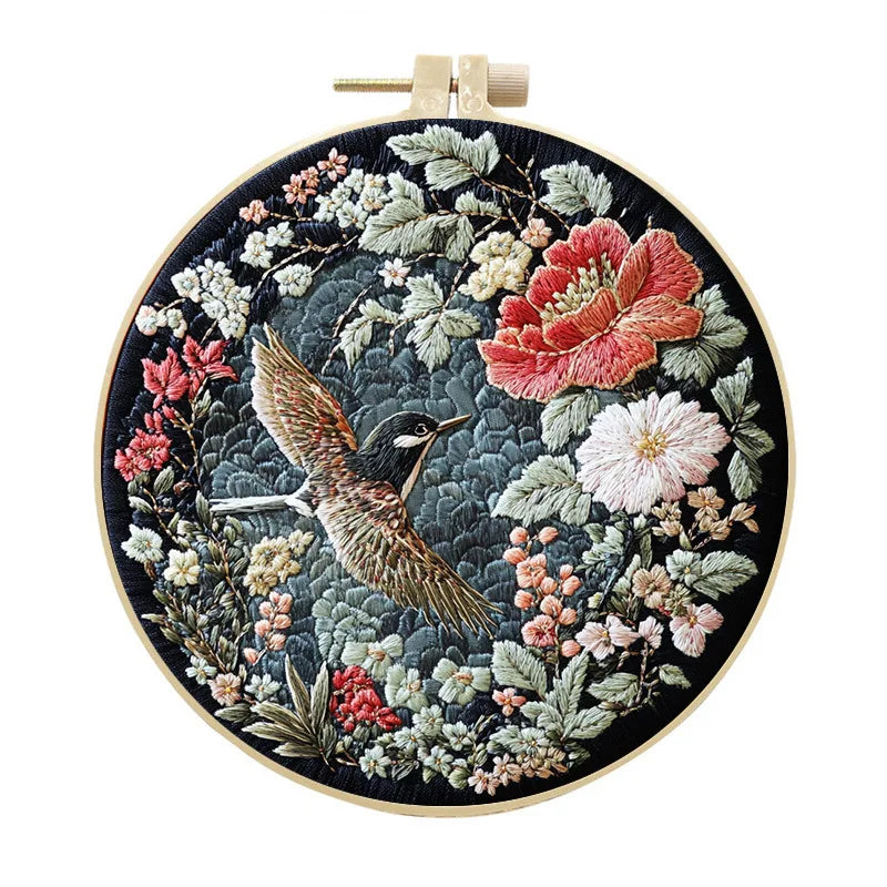 Kreuzstich Stickset mit Tier Blumenmotiv für kreative Wandgestaltung