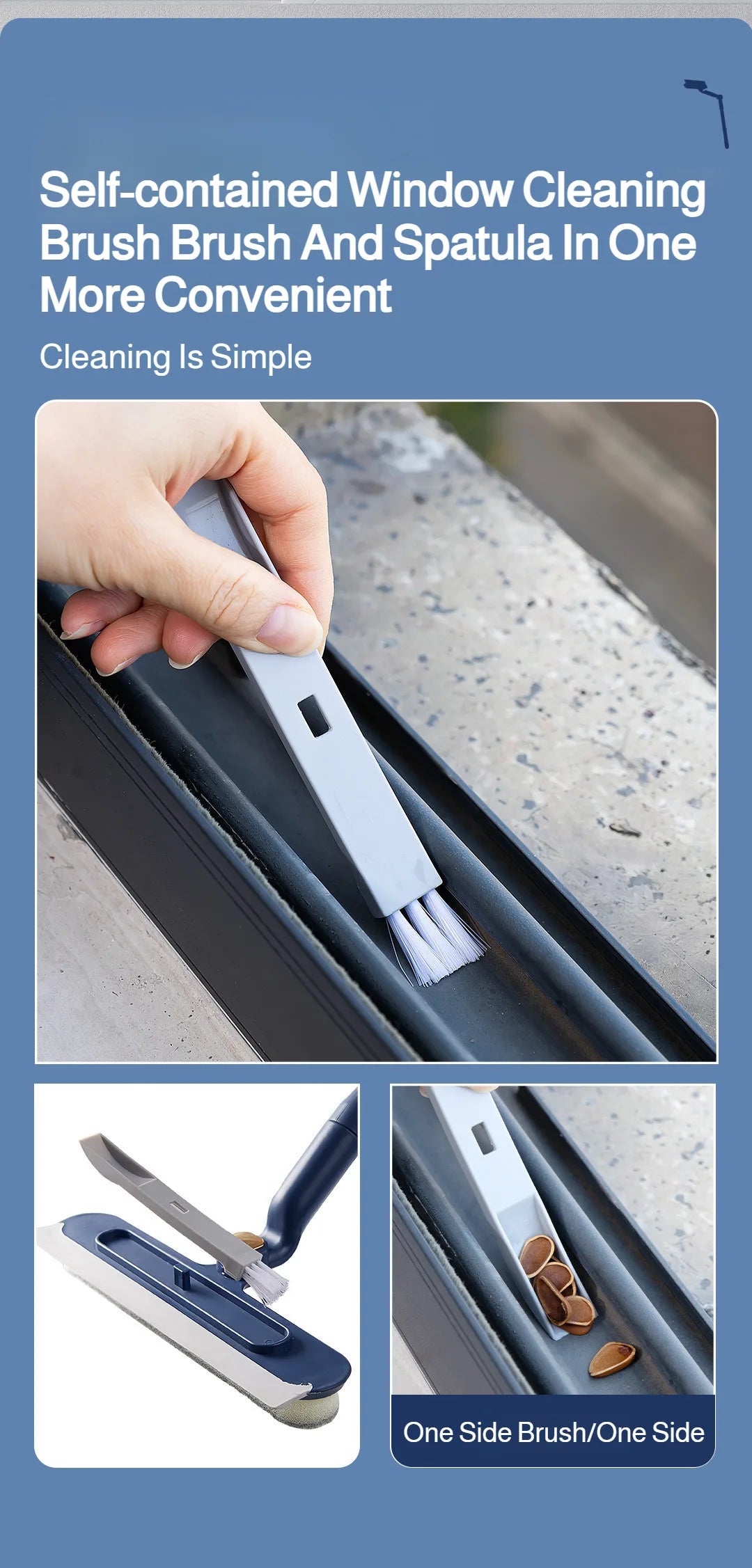 2in1 Fensterreiniger mit drehbarer Bürste und Rakel für Glas und Fliesen-Yabubest - Home & More