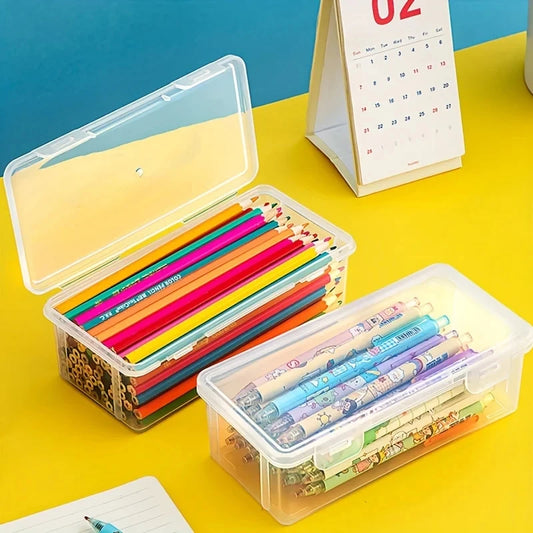 2 Stück transparente Kunststoff Bleistiftboxen mit großer Kapazität