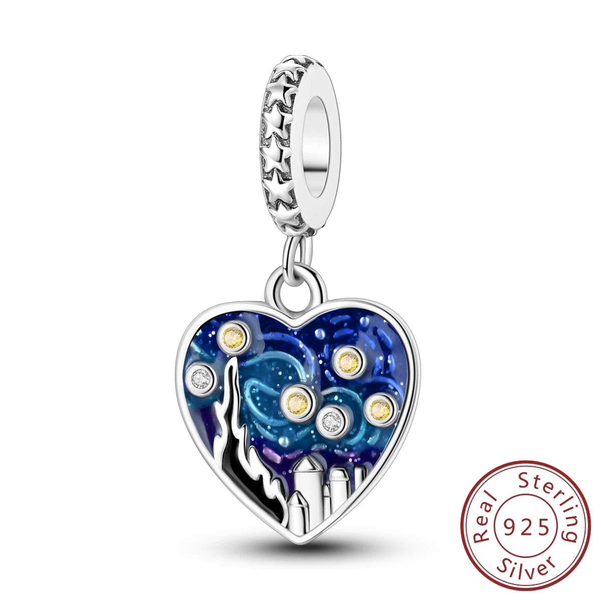 925er Sterlingsilber Charms mit Zirkon – Familie, Hund - Sternenhimmel Set