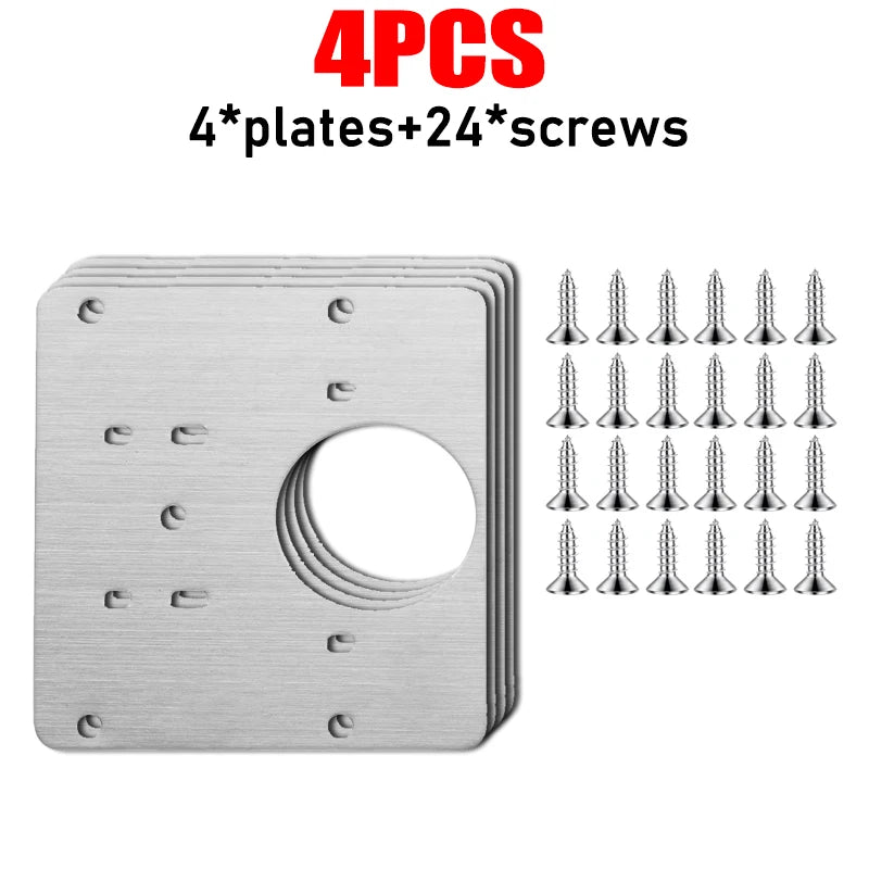 Edelstahl Reparaturplatten für Schrankscharniere mit 5 Lochöffnung 9x9cm