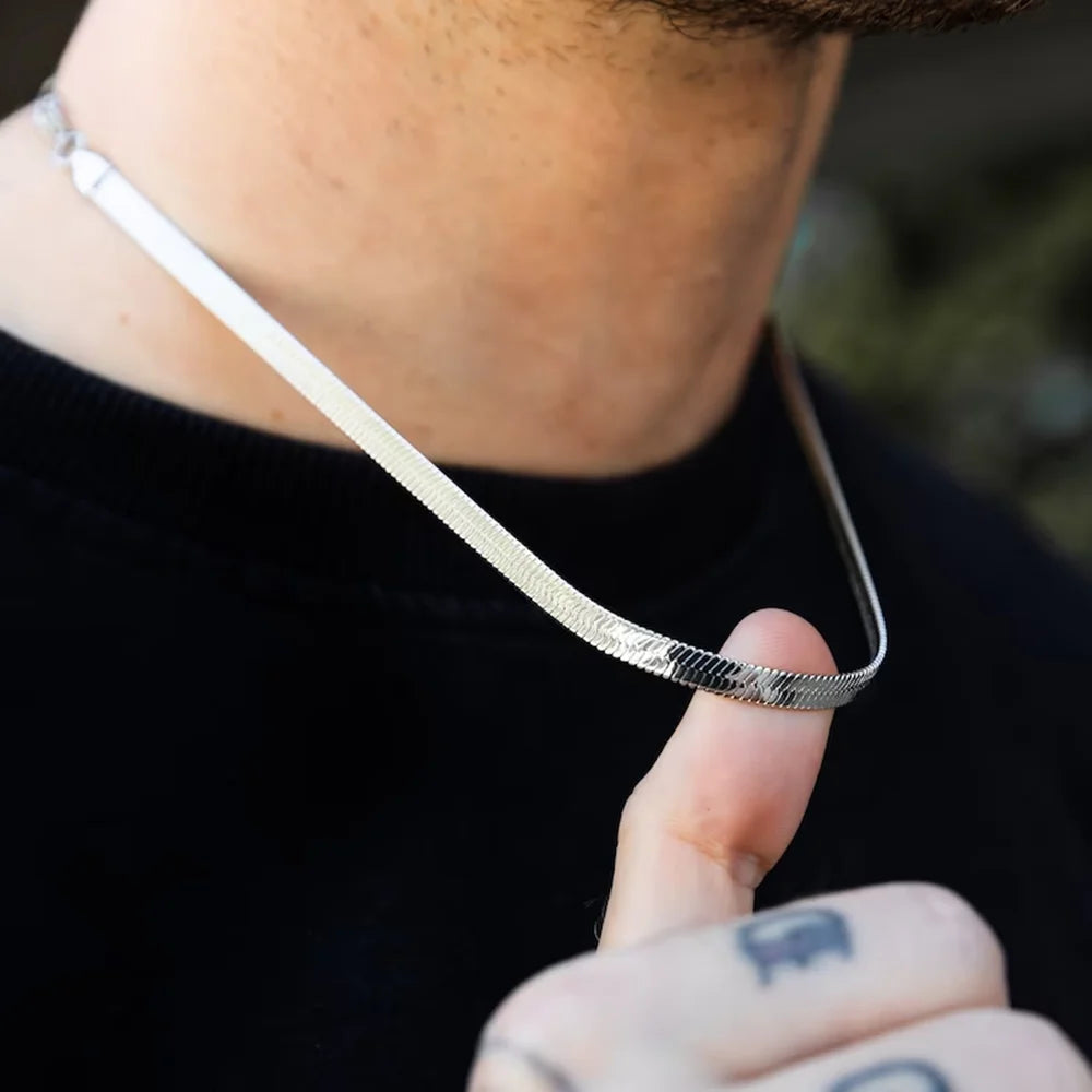 Edelstahl Schlangenkette Halskette für Männer verstellbar