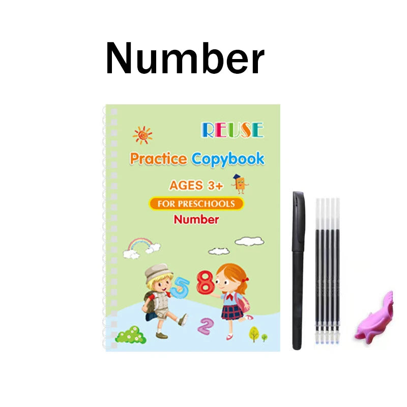 Wiederverwendbares 3D Übungsbuch für Kinder zum Lernen und Schreiben