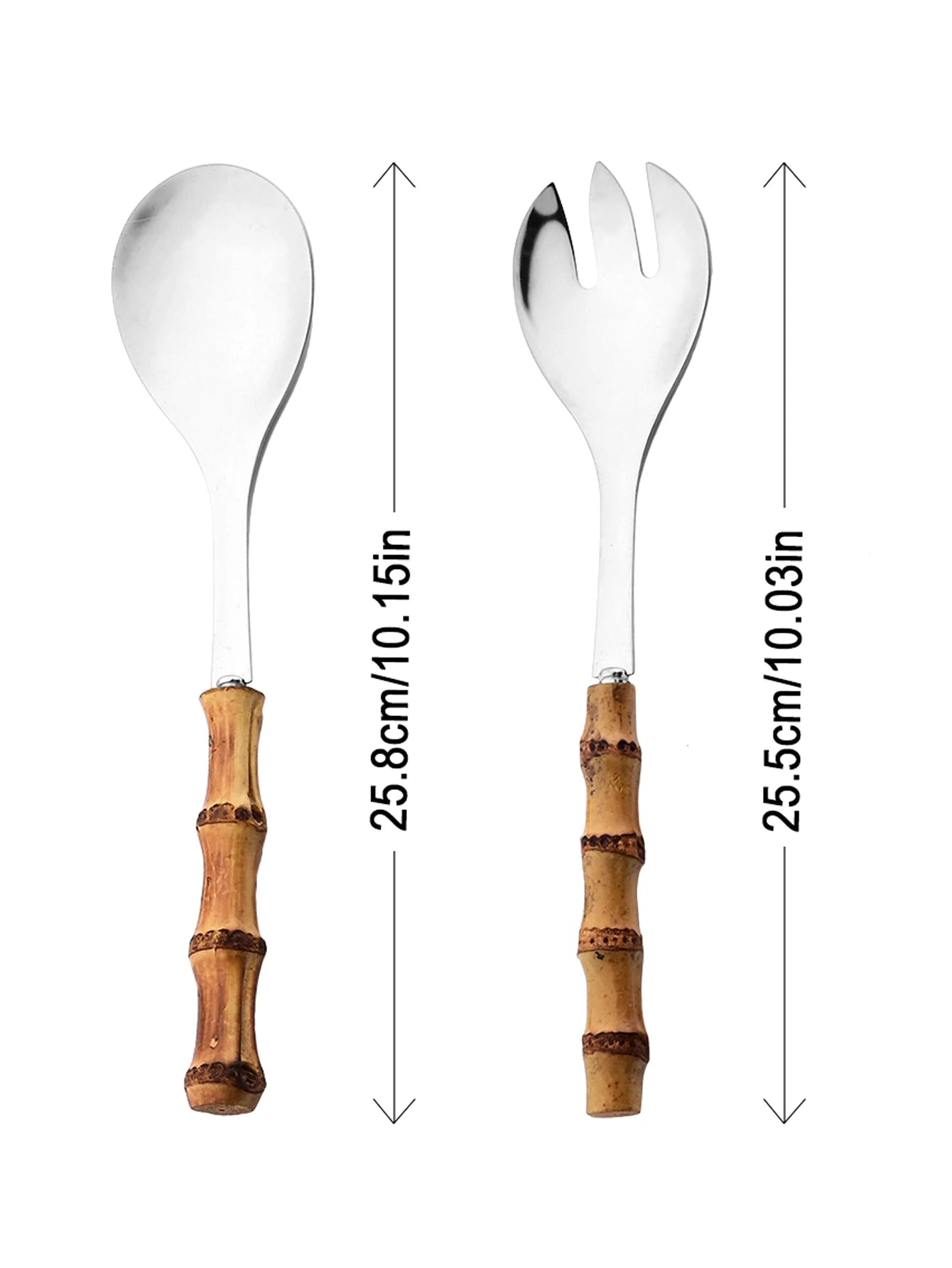 Servierbesteck Set mit Bambus Holzgriff 2er 4er Set