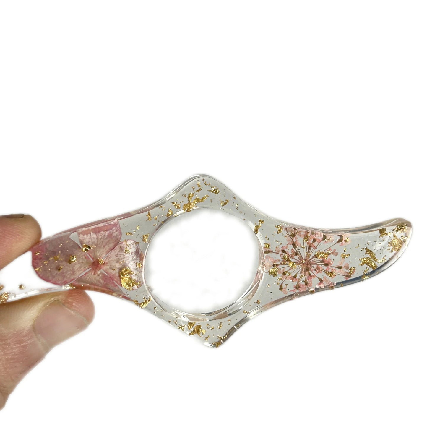 Elegante Buchseitenhalter aus Harz mit getrockneten Blumen für Leser