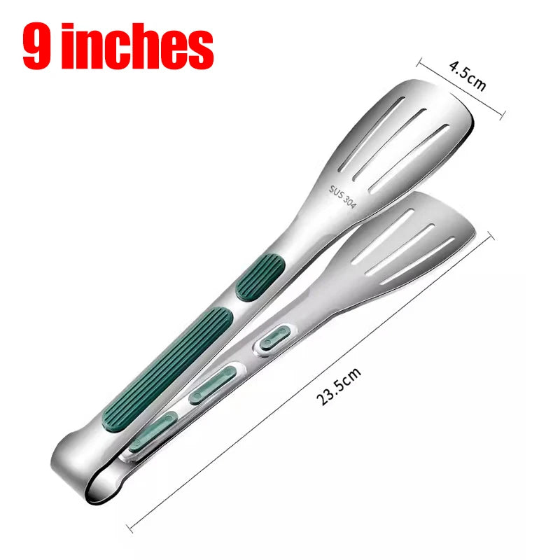 Rutschfeste Edelstahl-Lebensmittelzange 3er-Set für Grill, Küche - Buffet
