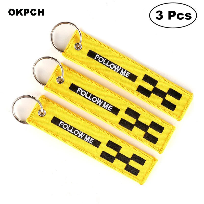 3-teiliges Schlüsselanhänger Set Bestickte Metallanhänger für Autos Motorräder