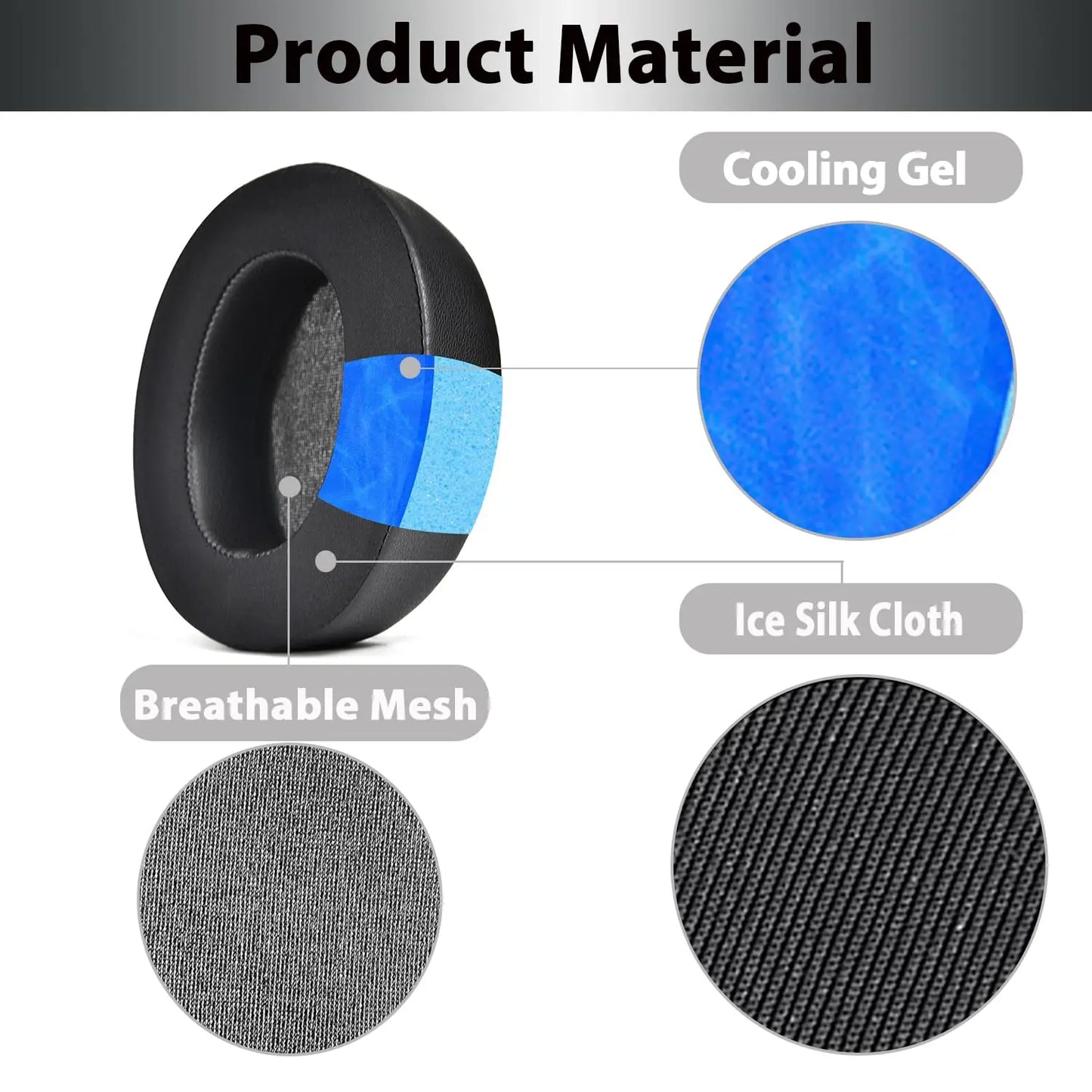 Kühlgel Ohrpolster Ersatz für Kopfhörer – Eisseide - Atmungsaktivität