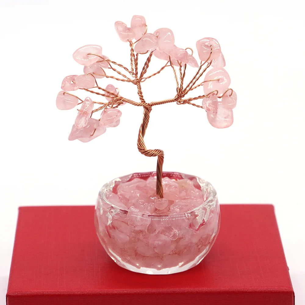 7-Chakren Lebensbaum Deko: Naturkristall Feng Shui Ornament für Heim Büro