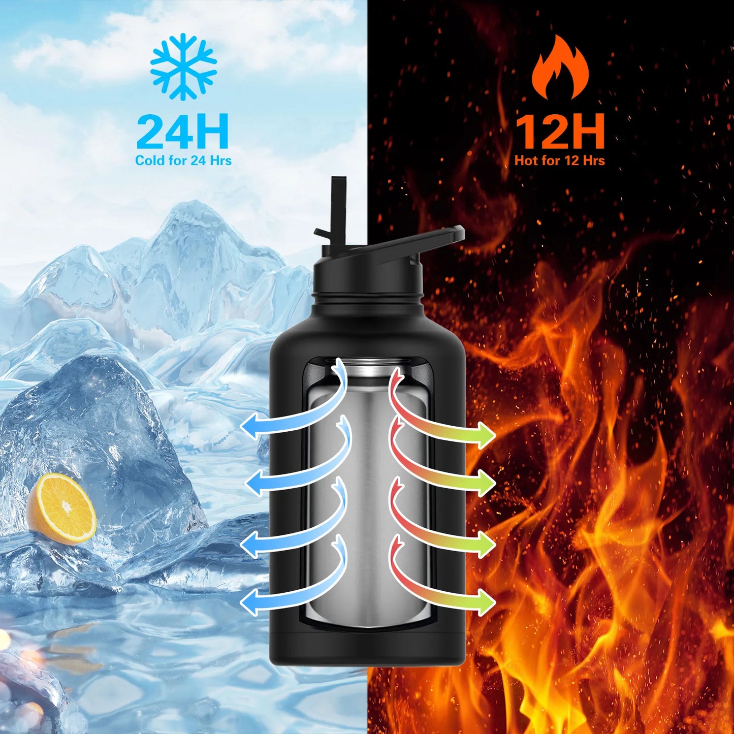 Großer 900ml Edelstahl Thermobecher mit Griff – Isoliert für Büro & Sport