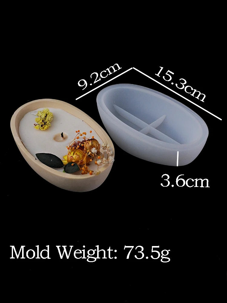 Oval Silikonform für Beton und Kerzenherstellung DIY Handwerk
