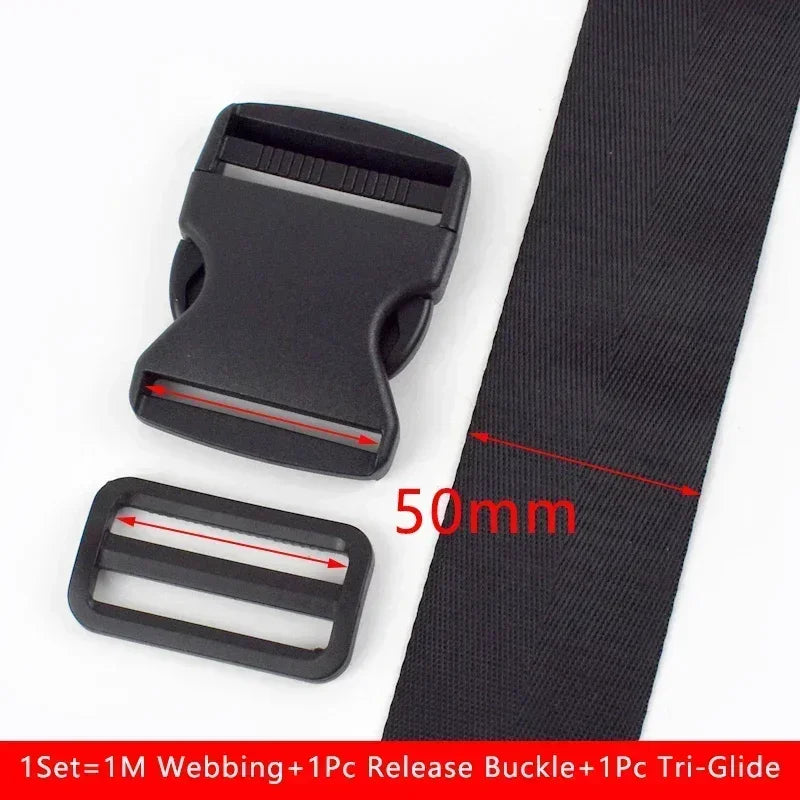 Nylon Gurtband Set 20-50mm mit Kunststoff Schnalle Tri-Glide Slider Haken
