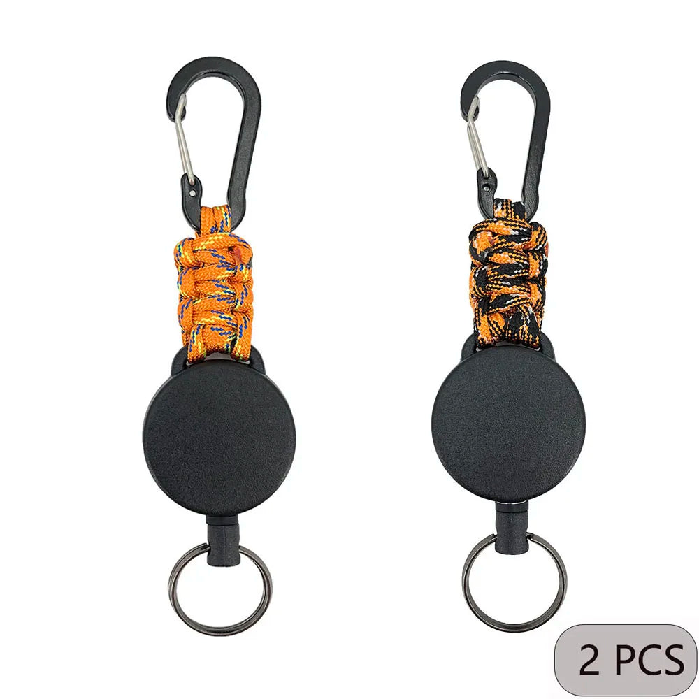 Einziehbarer Schlüsselanhänger mit Karabiner Outdoor Diebstahlschutz