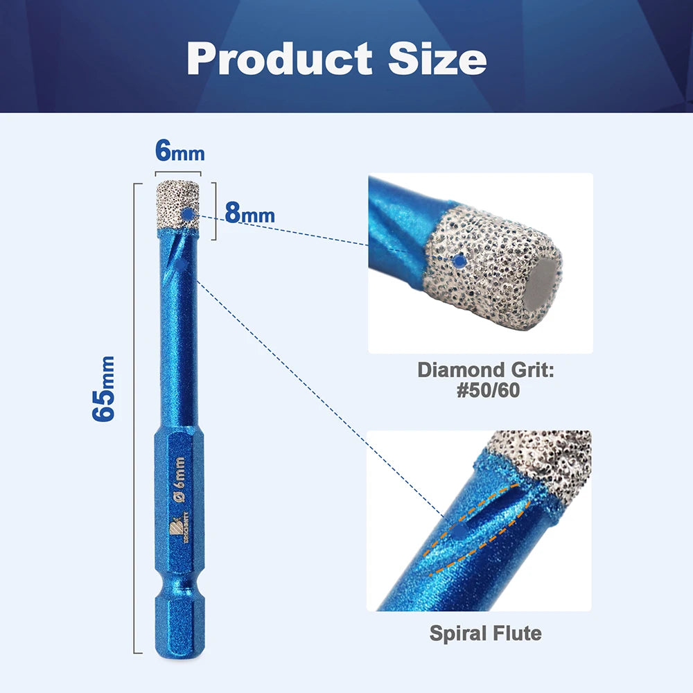 Diamantbohrer Schnellverschluss 6-14mm sechseckig für Fliesen Granit Marmor