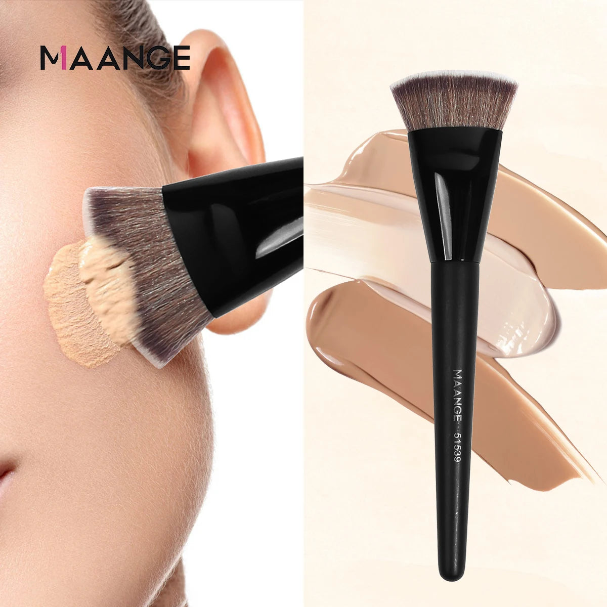Flacher runder Make-up-Pinsel mit Box – vielseitig, weich - hautfreundlich