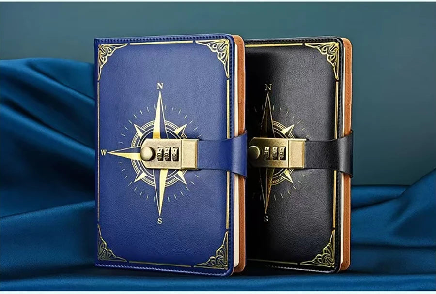 Retro Passwort Notizbuch A5 mit Schloss - Tagebuch Ledger-Yabubest - Home & More