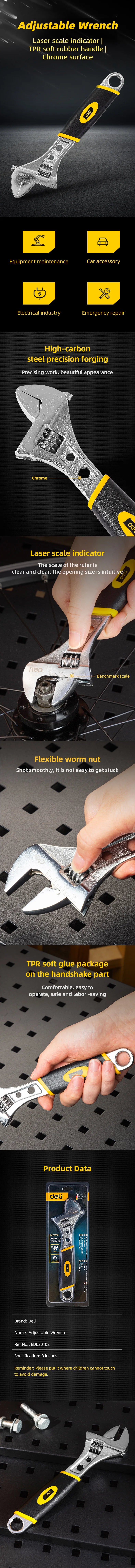 Deli Universalschlüssel Verstellbar rutschfest große Öffnung