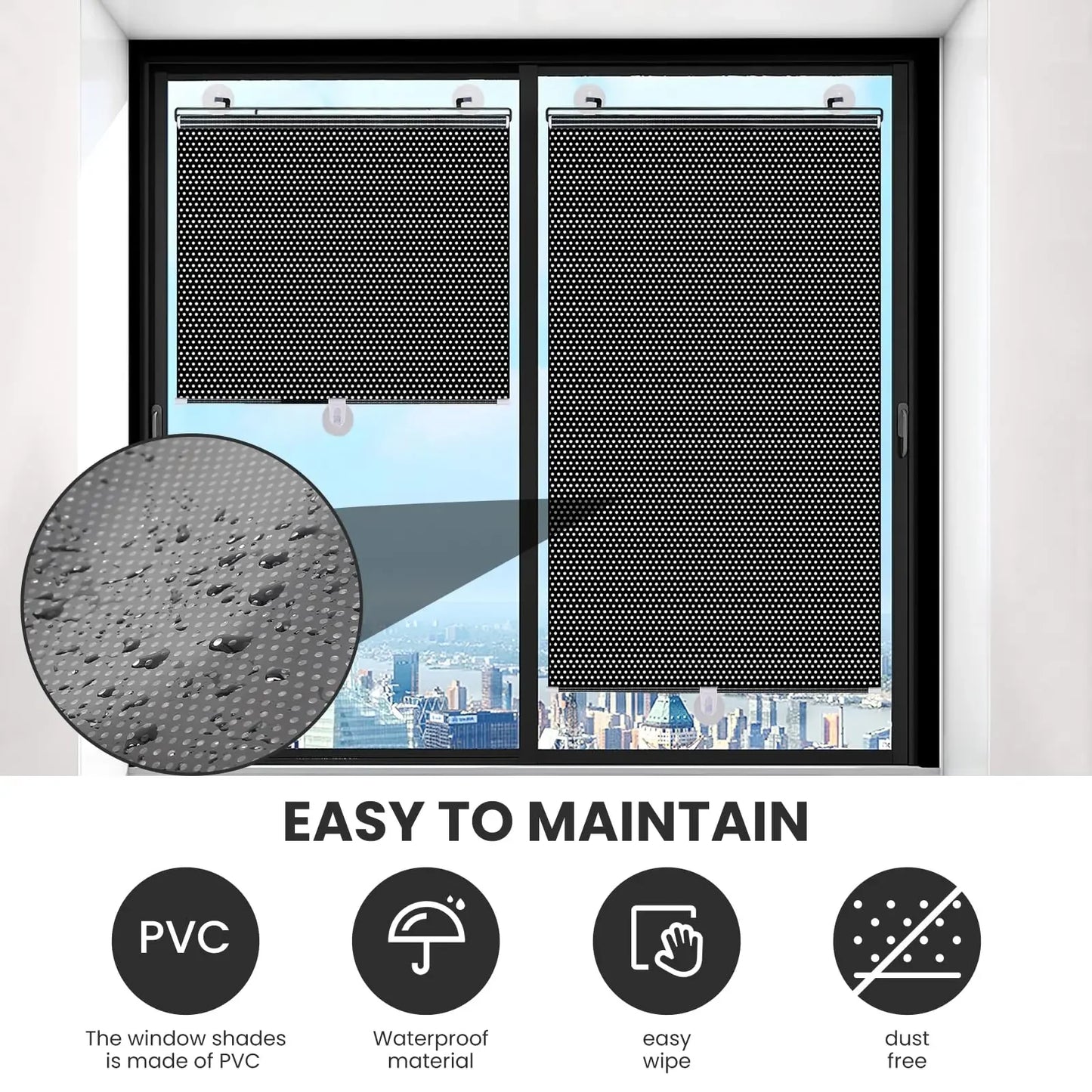 Rollos Heimjalousien Fenster Verdunkelung Sonnenschutz nagelfrei Auto Schlafzimmer