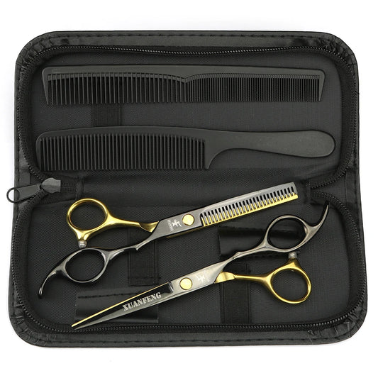 Professionelle Haarschneideschere aus Edelstahl mit schwarzer Goldbeschichtung für präzises Schneiden