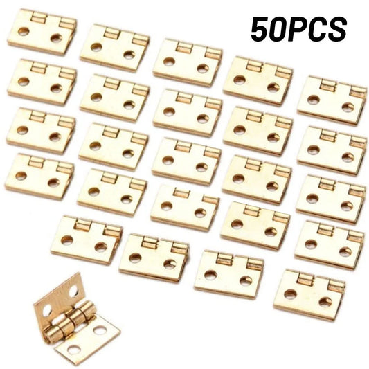 50 Mini Messing Scharniere 8x10mm für Schmuck- und Bastelboxen