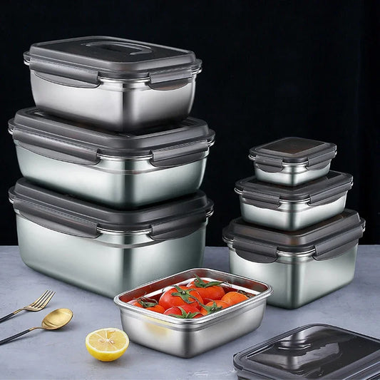 304 Edelstahl Bento Box – Lebensmittelbehälter für Kühlschrank & Outdoor (7 Größen)