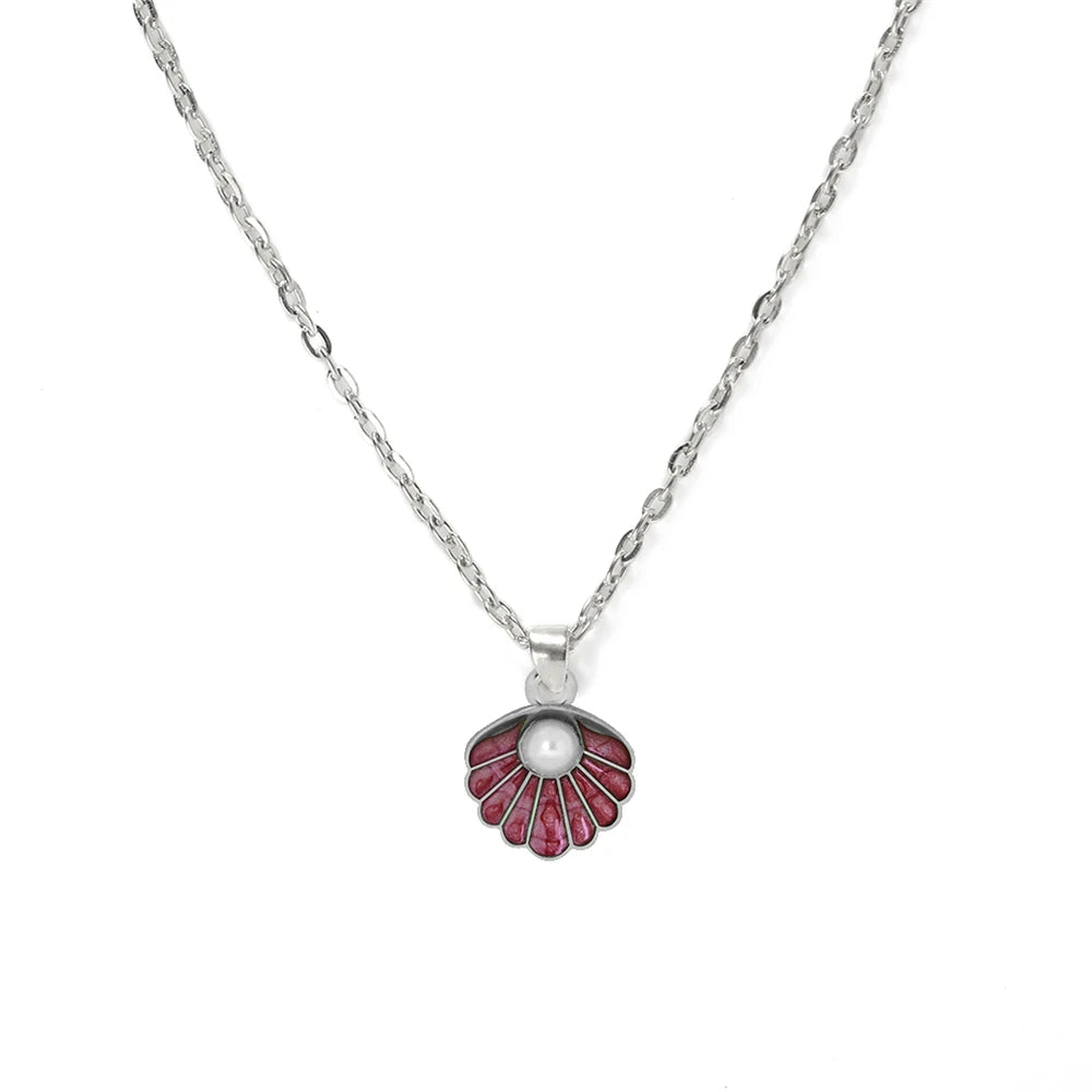 Modische verstellbare Muschel Perlen Anhänger Halskette Unisex