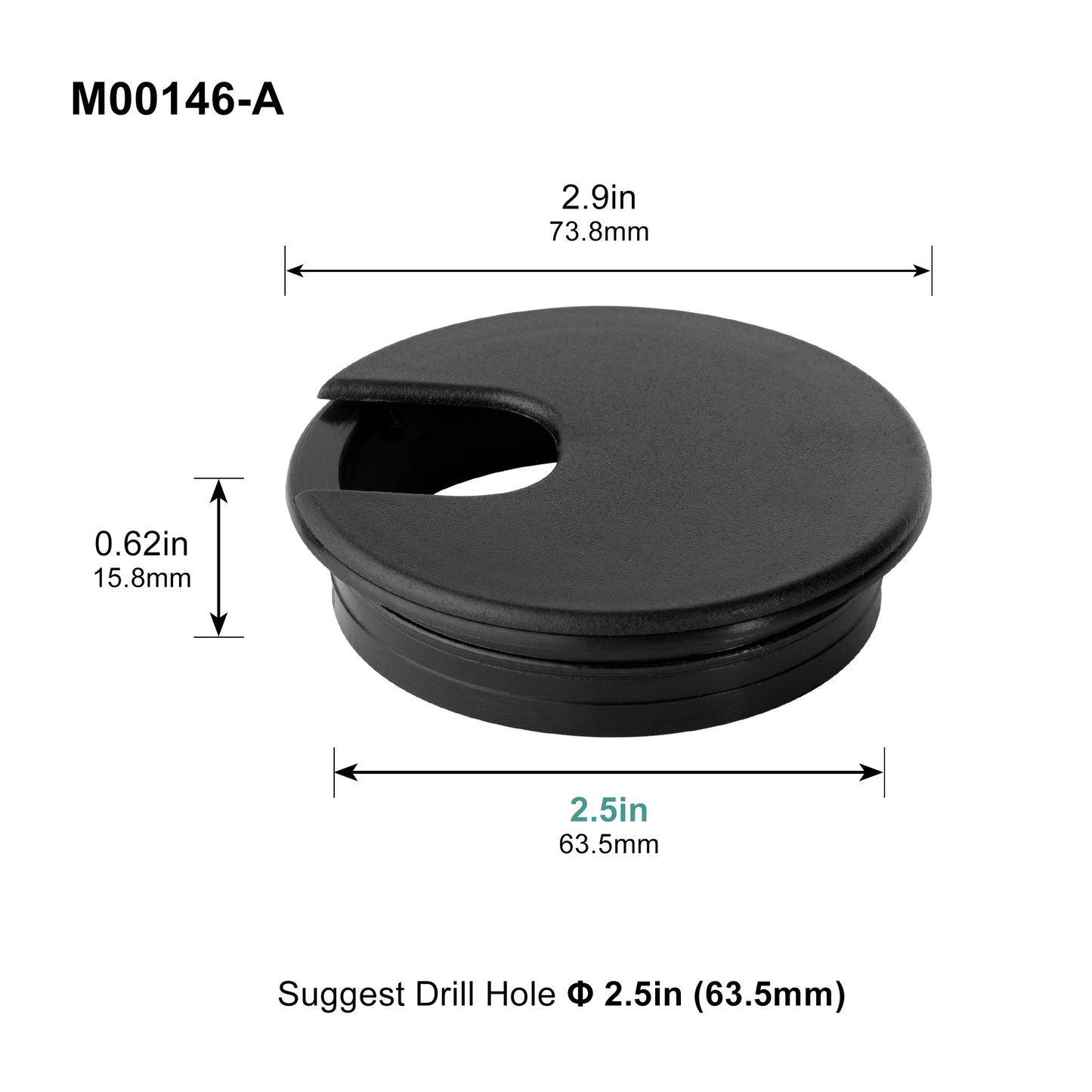 Kabeldurchführung Tülle 2 Zoll für Schreibtisch Lochabdeckung Kabel Organizer