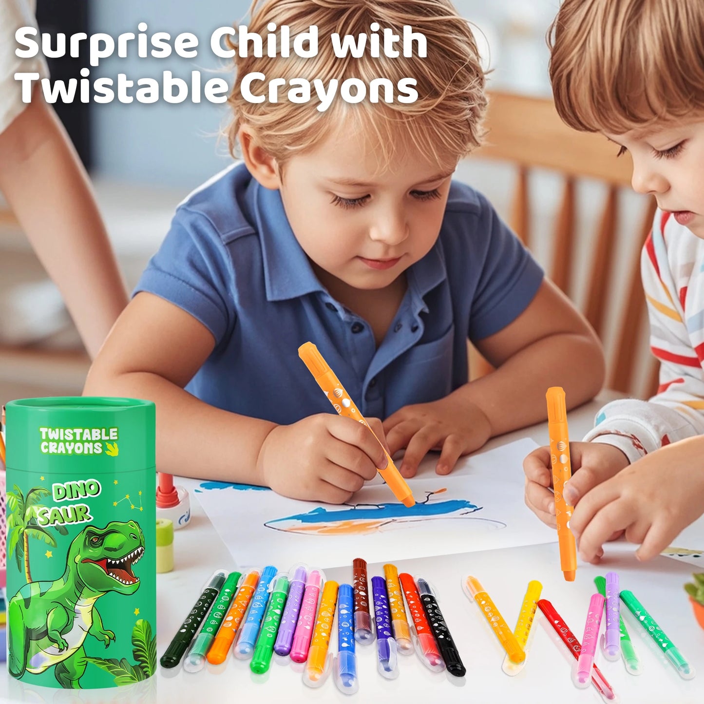 12 24 Farben Dinosaurier Buntstifte für Kinder waschbar löschbar Wachsstift