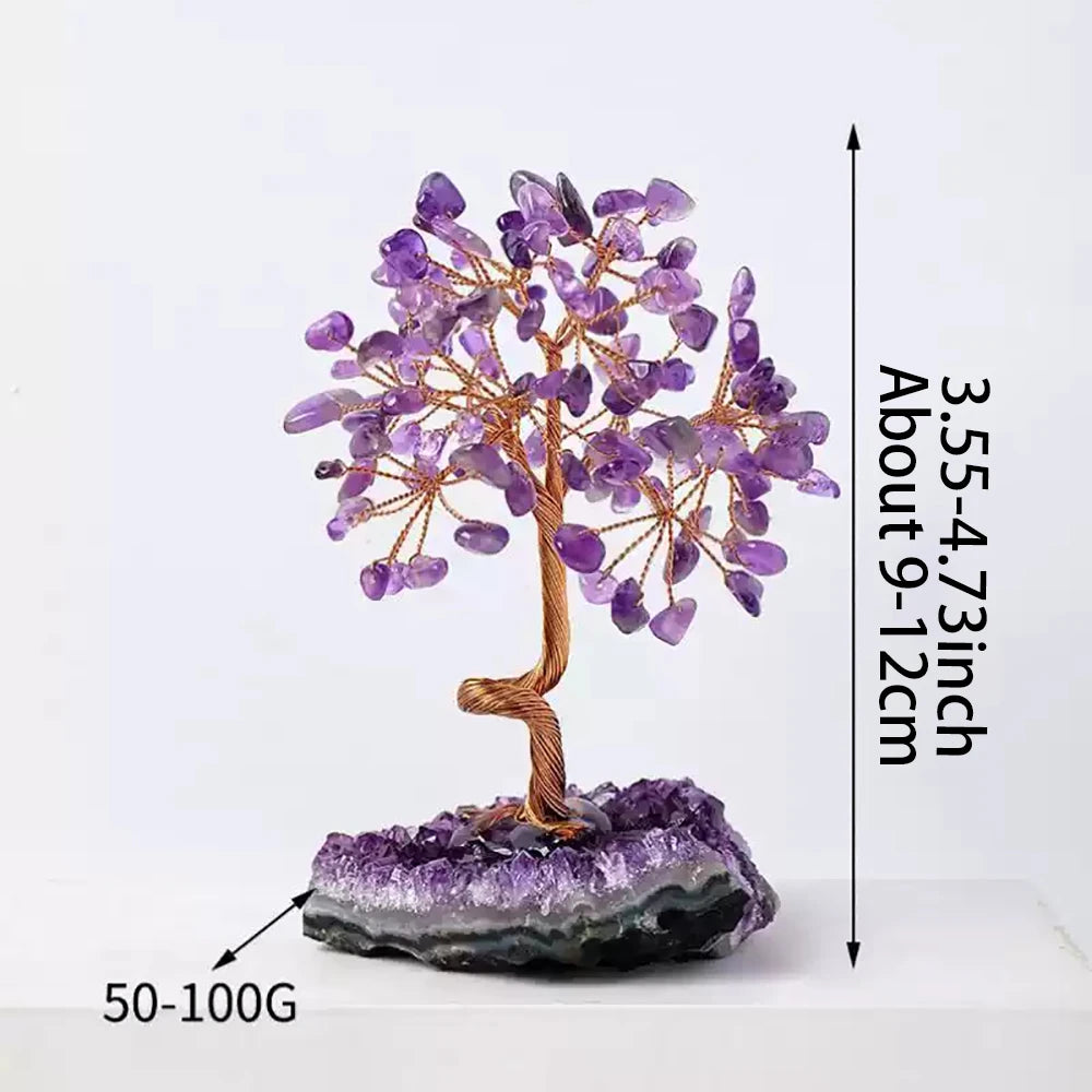 Amethyst Heilkristall Baum mit Sockel – Drahtgewickelte Steindekoration
