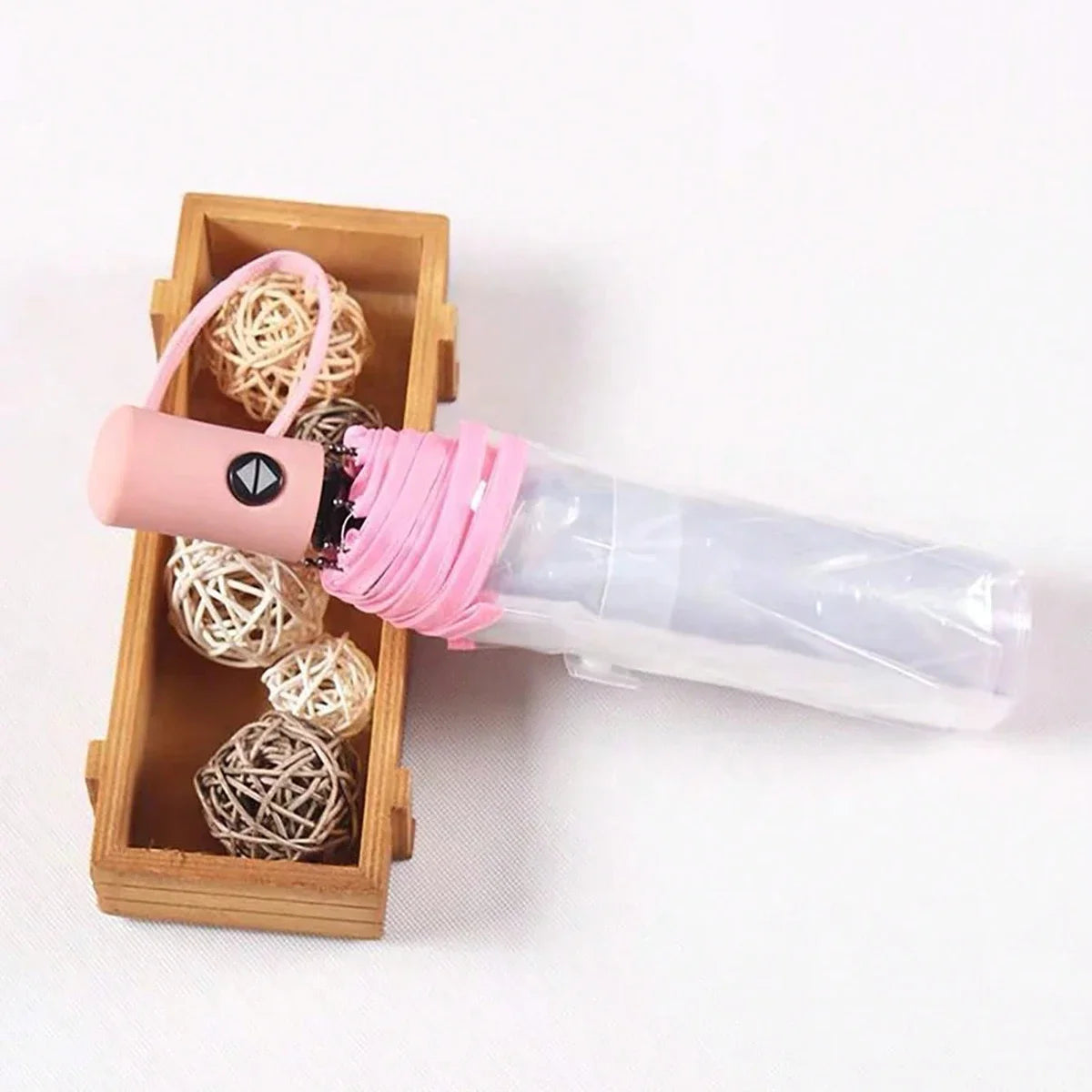 Vollautomatischer Transparenter Regenschirm dreifach faltbar winddicht