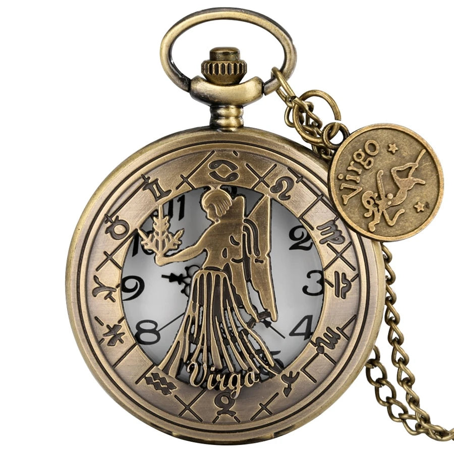 Quarz Taschenuhr Krebs Zeichen mit Krabben Halskette Vintage Stil