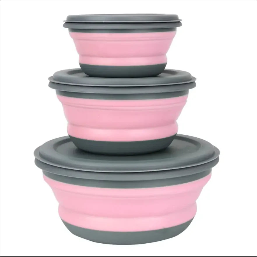 Flexibles 3-teiliges faltbares Silikon Lunchbox-Set mit Deckeln – leicht & platzsparend