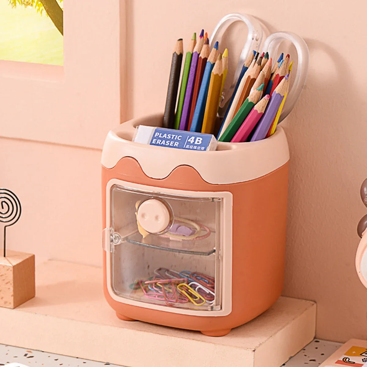 Cartoon Stifthalter mit 6 Fächern Nordic Design für Schule Büro Organizer