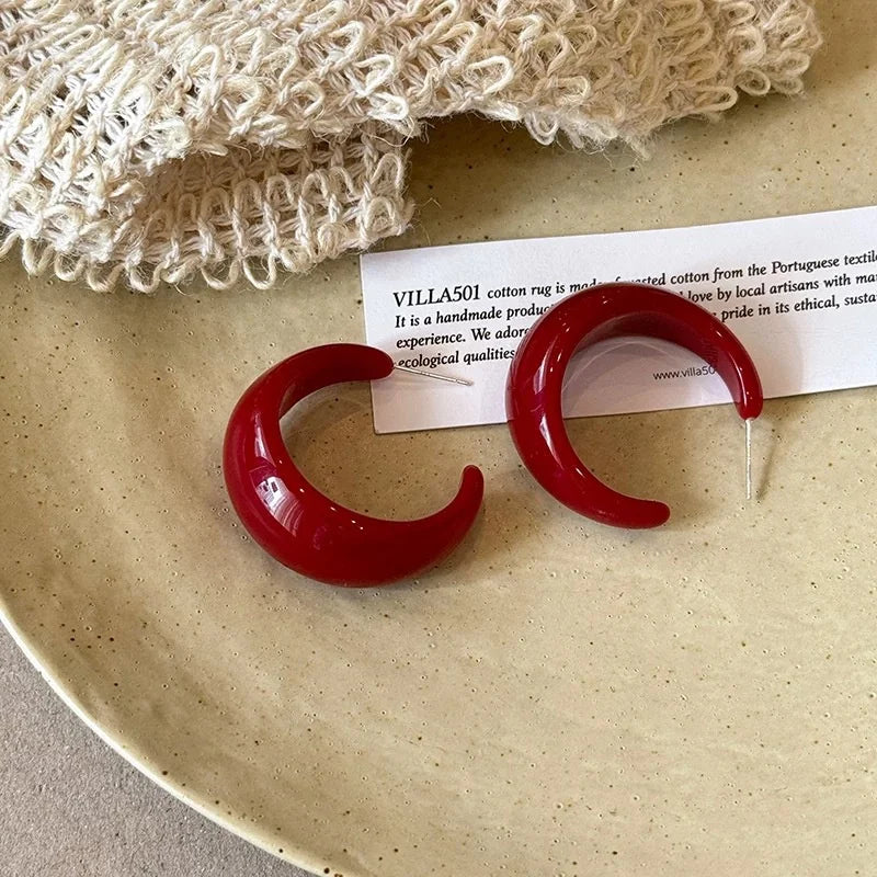 Retro C-förmige Acryl Ohrstecker mit Leopardenmuster für Damen